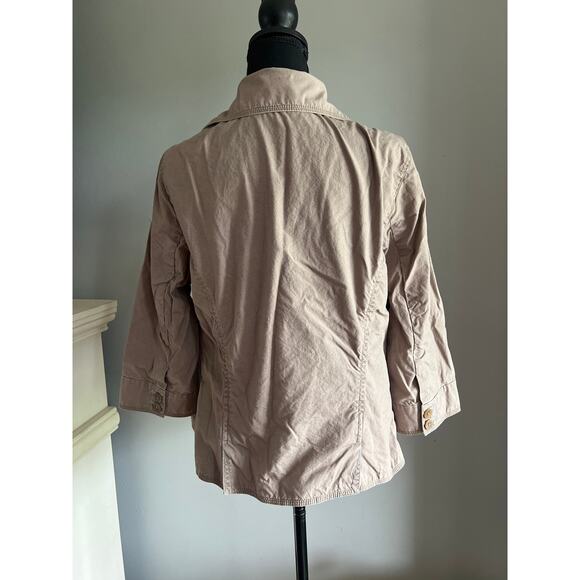Sigrid Olsen Taupe tan button front blazer jacket pockets lightweight plus 14 - Picture 5 of 8